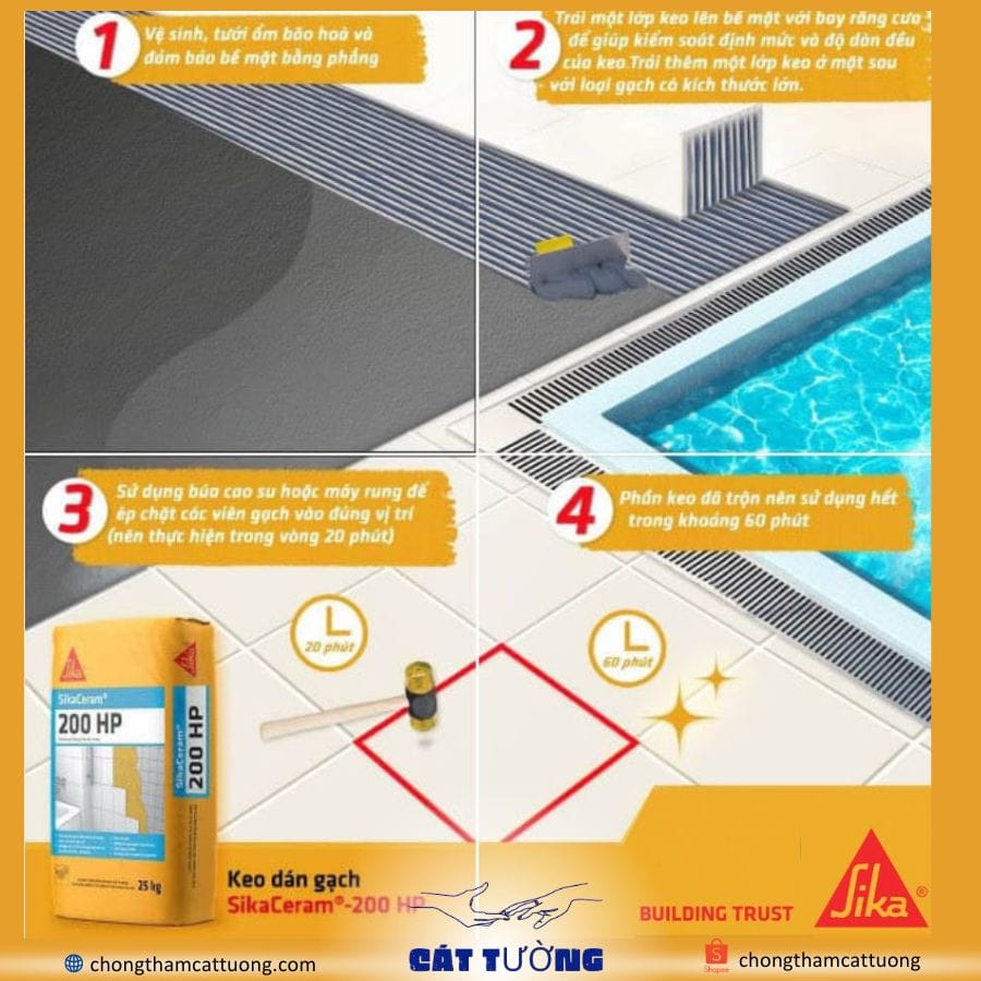 Keo dán gạch ngoại thất SikaCeram 200 HP